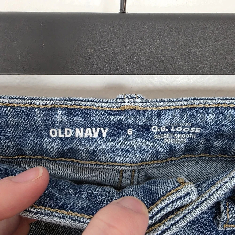 Old Navy Medium Wash High Waisted‎ Cute Casual Trendy OG Loose Jeans Size 6